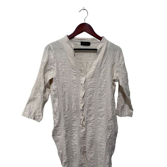 Hatch The Taylor Crinkled Cotton-Blend Maternity Jumpsuit One Piece Cream XS - Picture 4 of 12